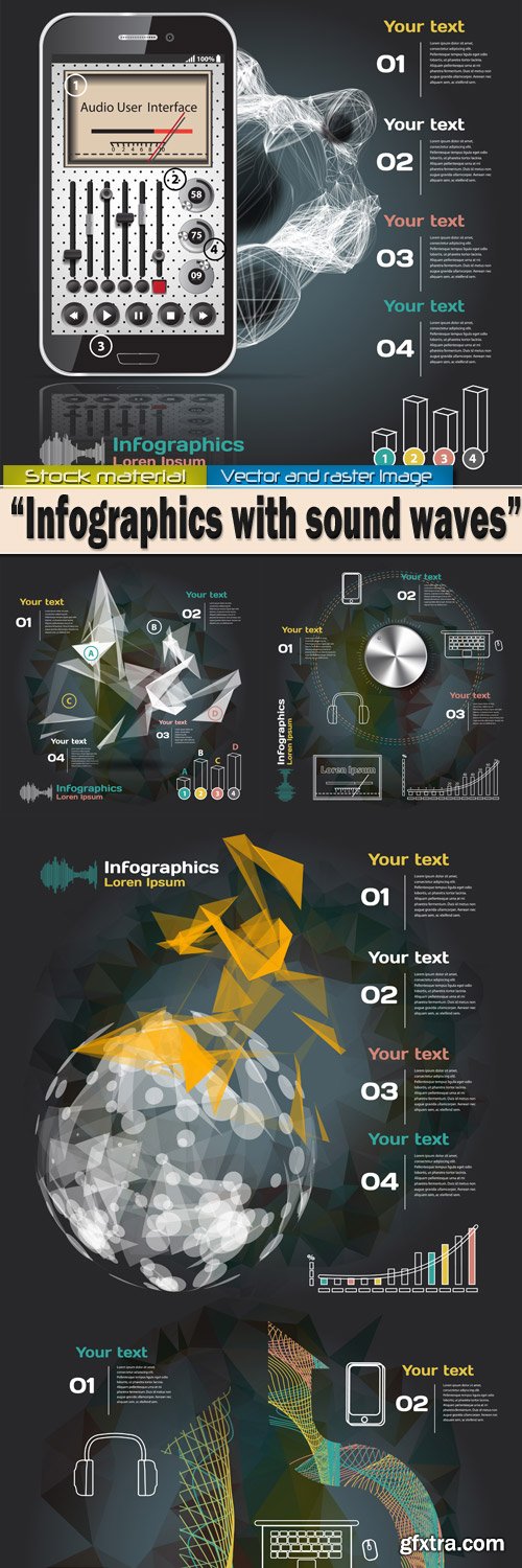 Sound waves on a black background