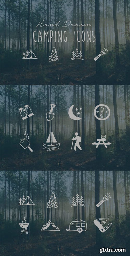 Hand Drawn Camping Icon Vectors