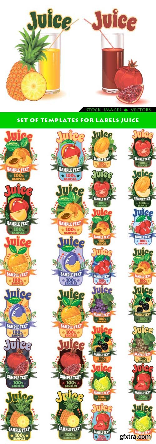 Set of templates for labels juice 8x EPS