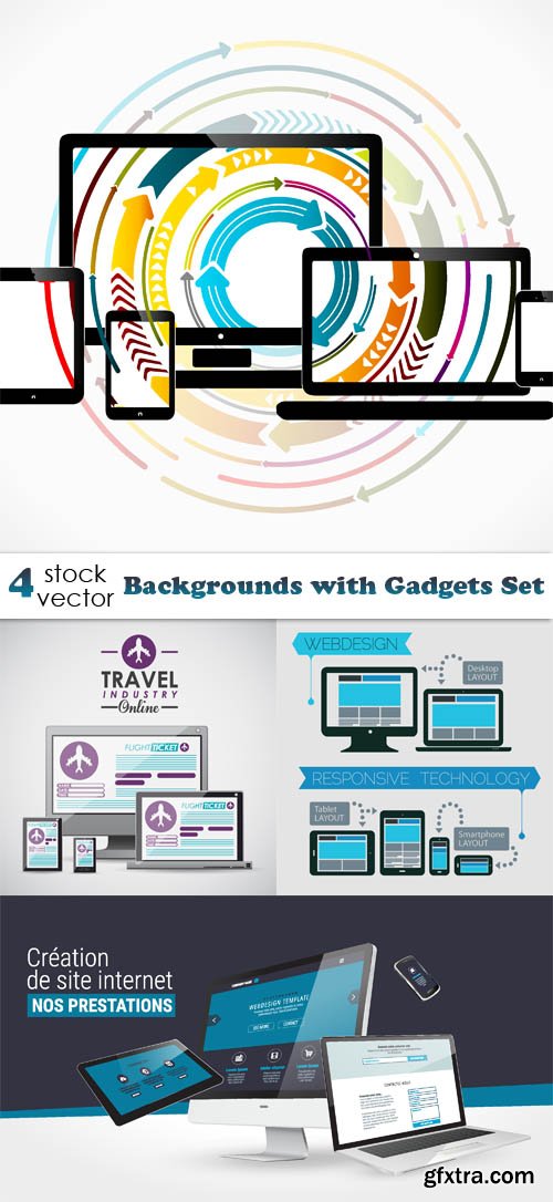 Vectors - Backgrounds with Gadgets Set