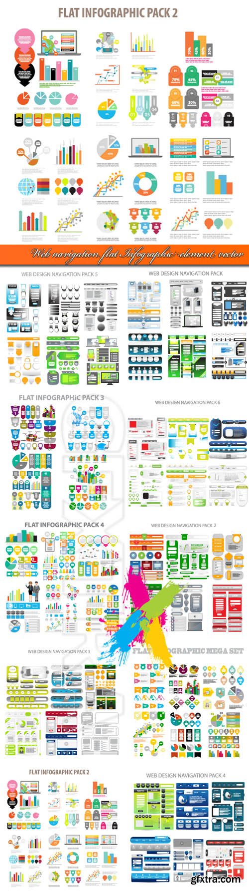 Web navigation flat Infographic element vector