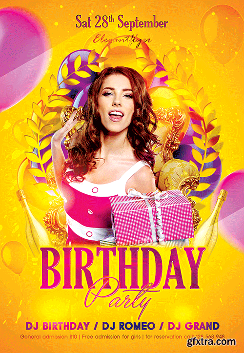 Birthday Party 8 Flyer PSD Template + Facebook Cover