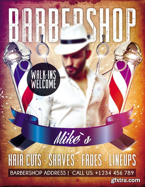 Barbershop Flyer PSD Template + Facebook Cover