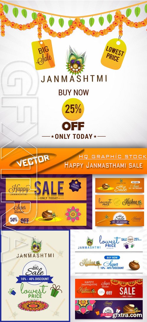 Stock Vector - Happy Janmasthami sale