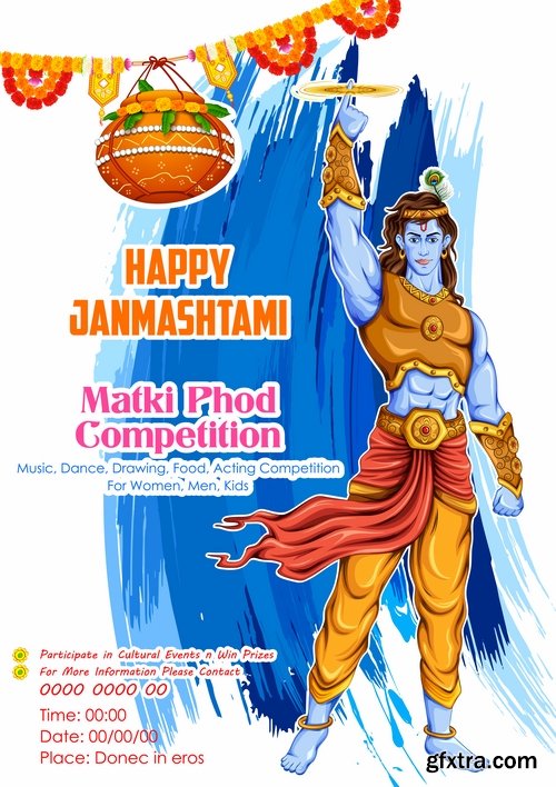 Collection of vector image flyer banner poster Indian themes god myth 25 EPS