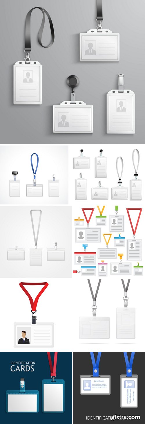 Stock Vectors - Vector Templates For Name Tag With Lanyard, Retractor End Badge