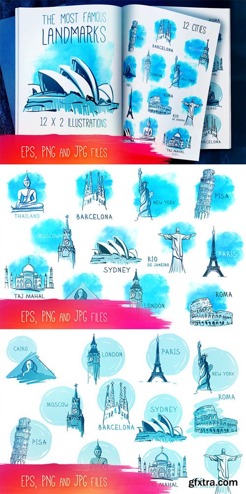 12 Famous Landmarks in Vector