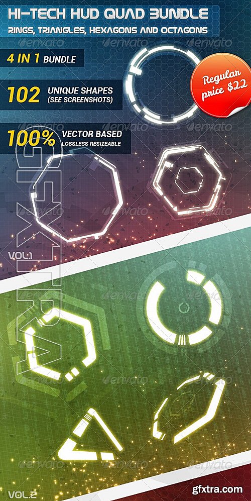 GraphicRiver - Hi-Tech HUD Quad Bundle 7568128