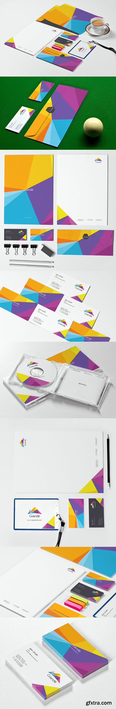 8 Photorealistic Stationery Branding PSD Mockups