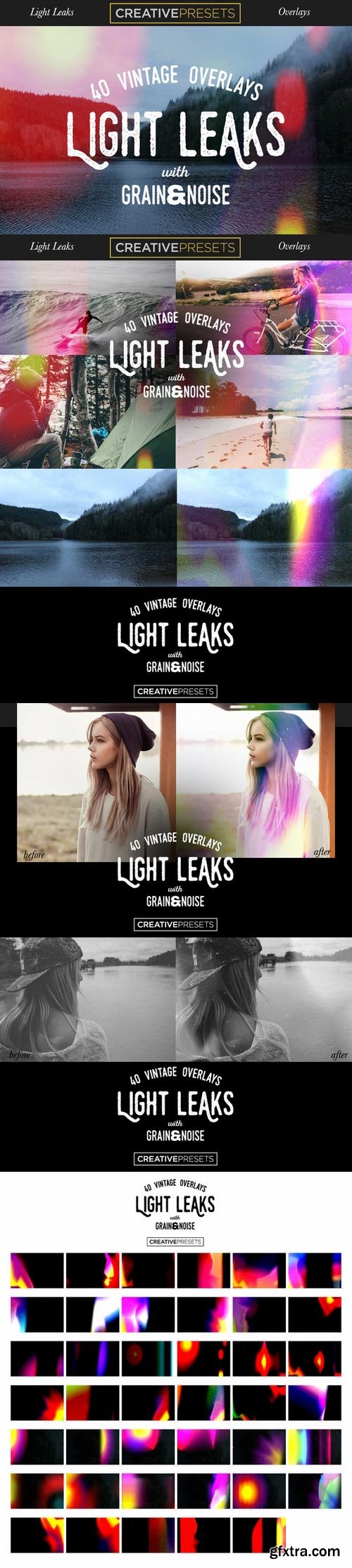 CM - 40 Vintage Light Leaks Overlays 359351