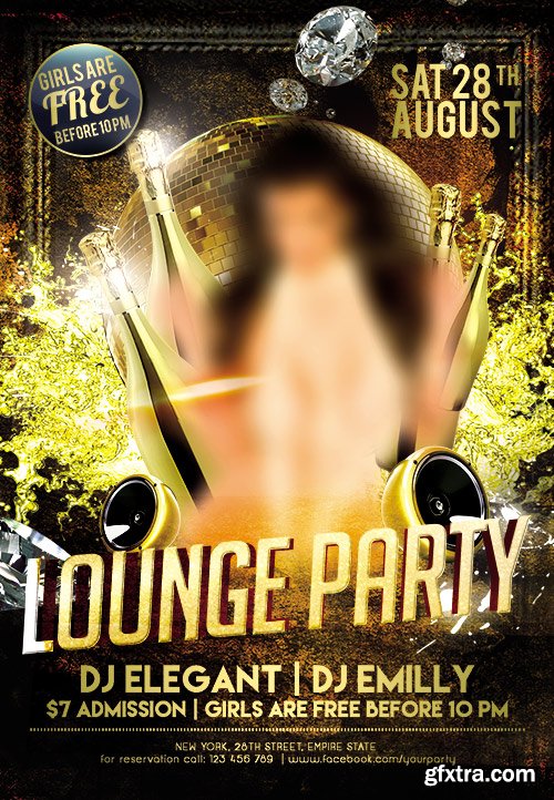 Lounge Party Flyer PSD Template + Facebook Cover