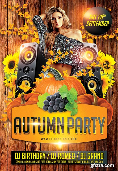 Autumn Party Flyer PSD Template + Facebook Cover