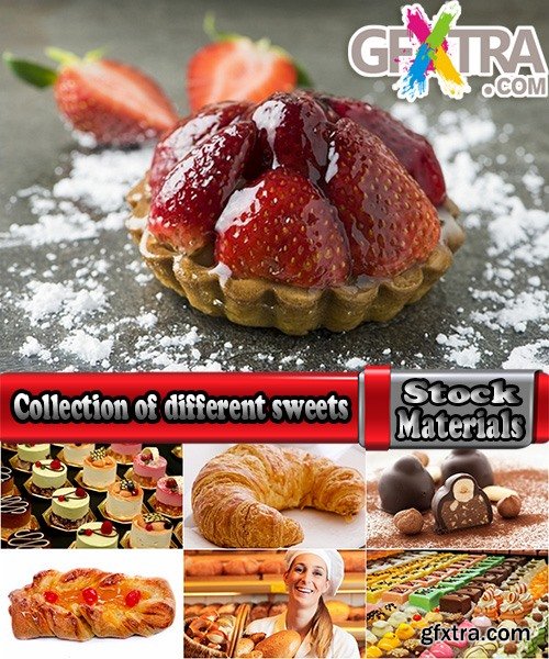 Collection of different sweets pastry cake pie shop selling candy 25 HQ Jpeg