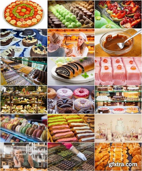 Collection of different sweets pastry cake pie shop selling candy 25 HQ Jpeg