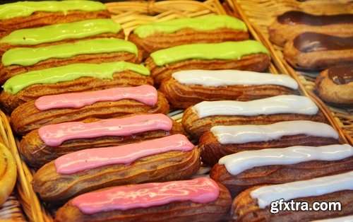 Collection of different sweets pastry cake pie shop selling candy 25 HQ Jpeg