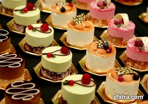 Collection of different sweets pastry cake pie shop selling candy 25 HQ Jpeg