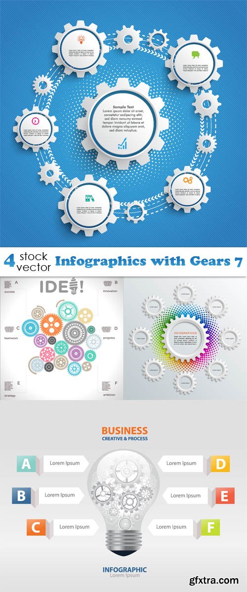 Vectors - Infographics with Gears 7