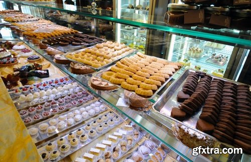 Collection of different sweets pastry cake pie shop selling candy 25 HQ Jpeg