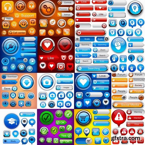 Collection of vector elements picture web design button icon tool #2-25 Eps