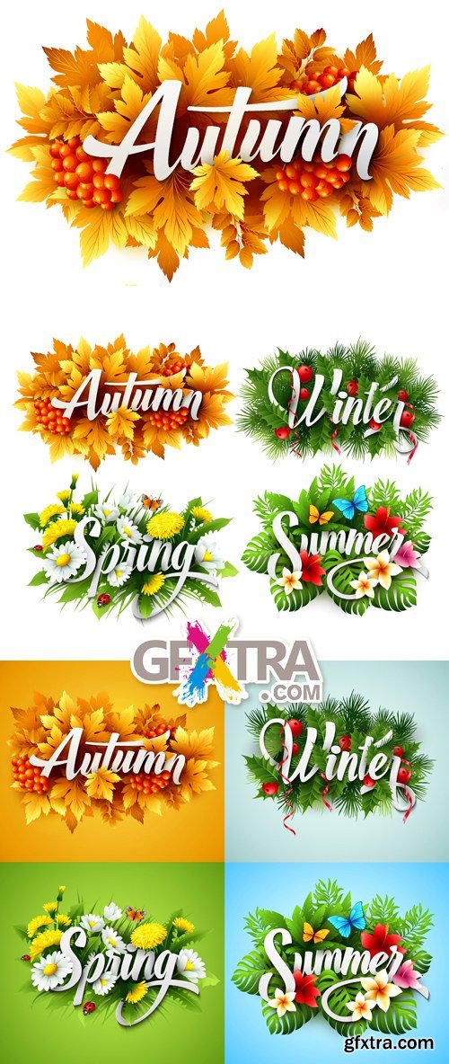 4 Seasons Labels Vector