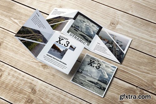 Graphicriver - Square Trifold Brochure Mockups 12437607