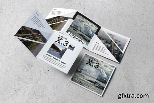 Graphicriver - Square Trifold Brochure Mockups 12437607