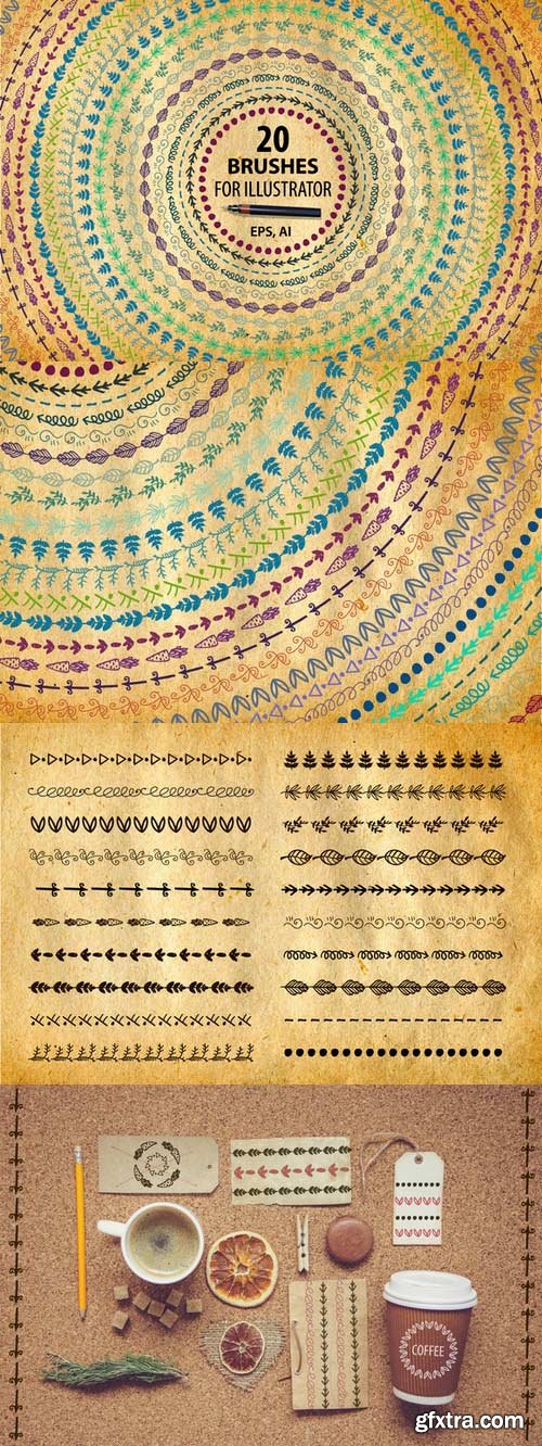 CM - 20 Vector Illustrator Brushes 359177