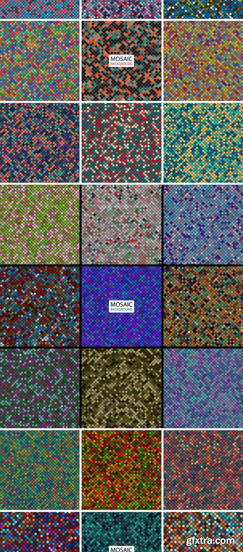 Stock Vectors - Set Background Abstract Mosaic Of The Pixel Pattern Grid And Squares Different Color 2