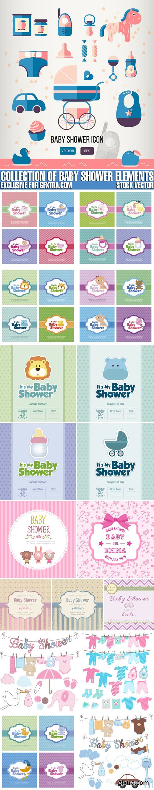 Stock Vectors - Collection Of Baby Shower Elements