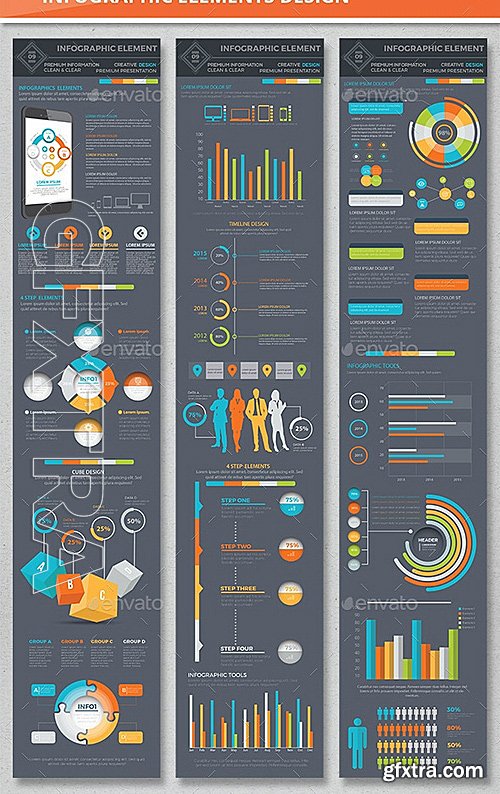 GraphicRiver - Infographic Elements Design on Dark Background 12758326