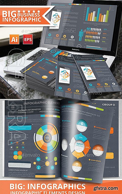 GraphicRiver - Infographic Elements Design on Dark Background 12758326