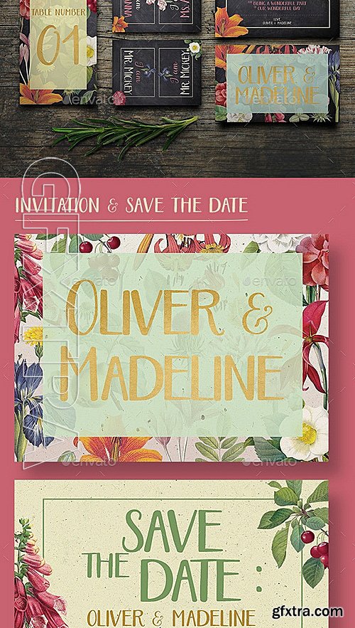 GraphicRiver - Vintage Floral Wedding Invitation 12116686