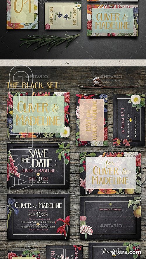 GraphicRiver - Vintage Floral Wedding Invitation 12116686