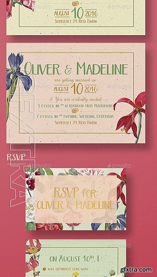 GraphicRiver - Vintage Floral Wedding Invitation 12116686