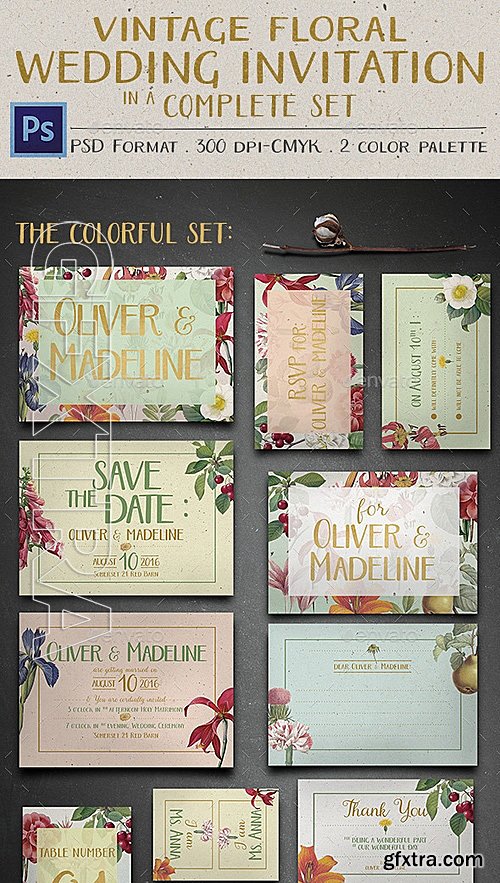 GraphicRiver - Vintage Floral Wedding Invitation 12116686