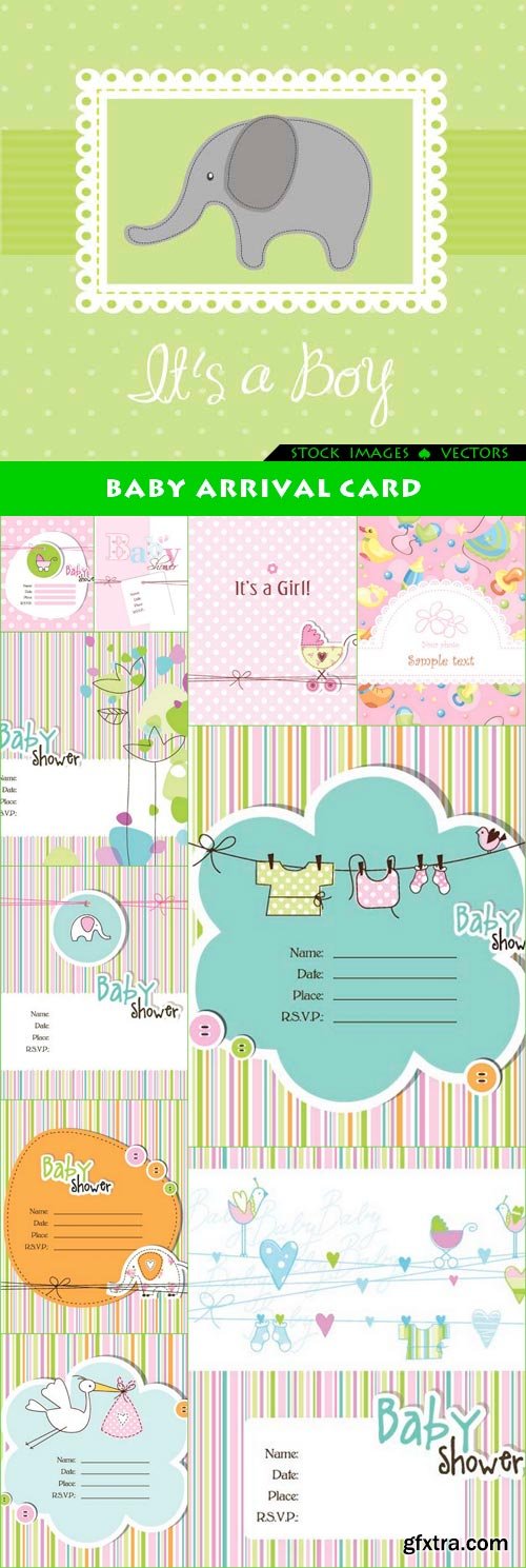 Baby arrival card 11x EPS