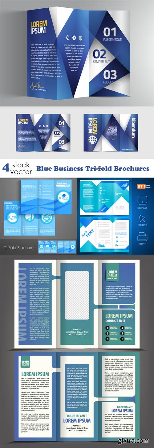 Vectors - Blue Business Tri-fold Brochures