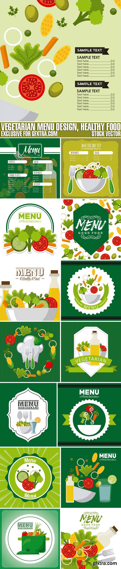 Stock Vectors - vegetarian menu design, healthy food