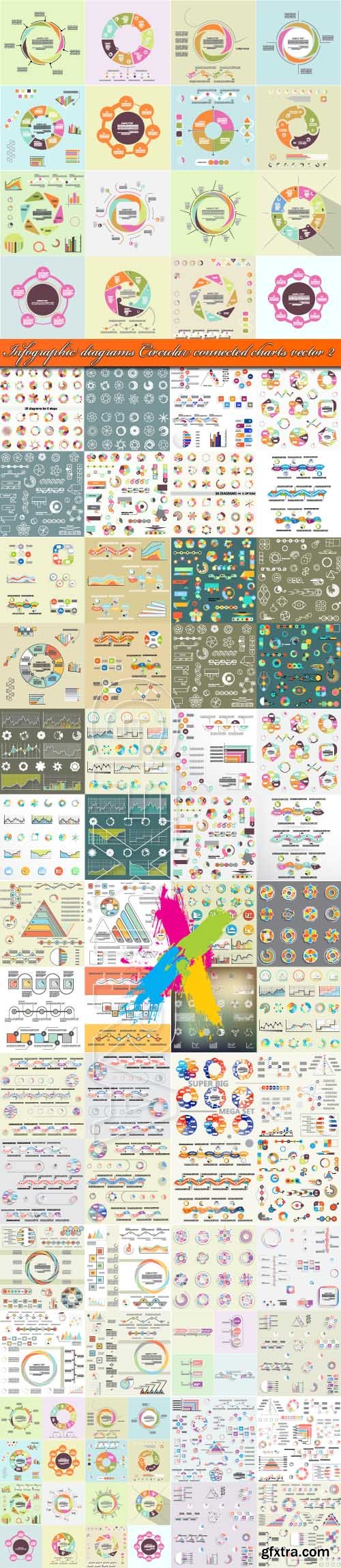 Infographic diagrams Circular connected charts vector 2