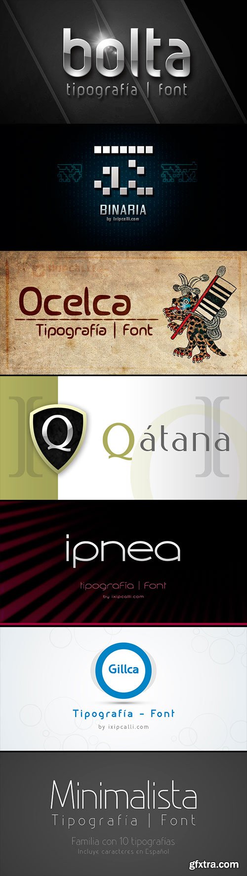 Ixipcalli Fonts Bundle 7 Typefaces 42xOTF $855