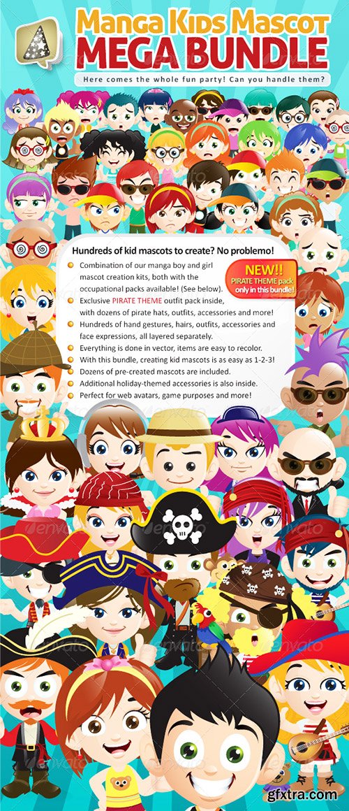 Graphicriver Manga Kids Mascot Mega Bundle 3937832