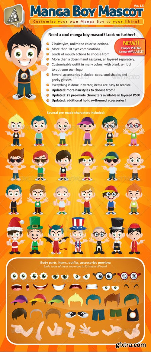 Graphicriver Manga Kids Mascot Mega Bundle 3937832