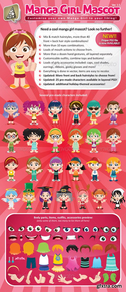 Graphicriver Manga Kids Mascot Mega Bundle 3937832