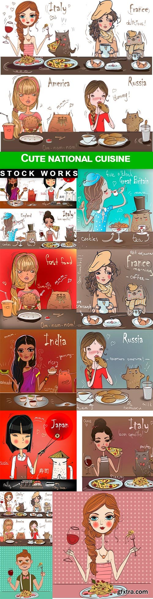 Cute national cuisine - 11 EPS