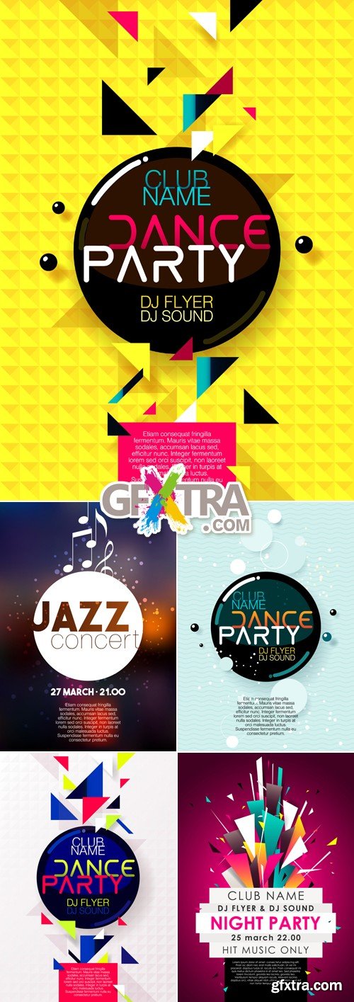 Disco Party Flyers Vector 3