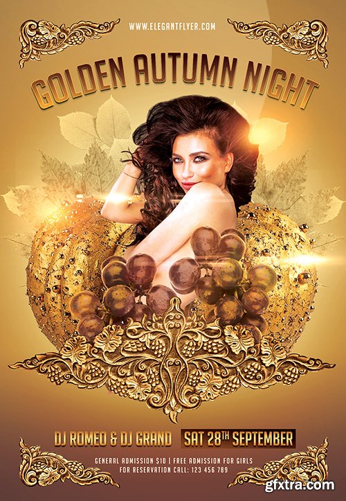 Golden Autumn Night Flyer PSD Template + Facebook Cover