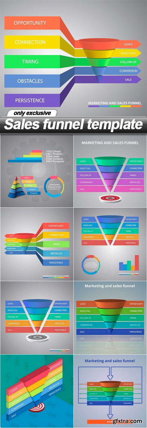 Sales funnel template - 9 EPS