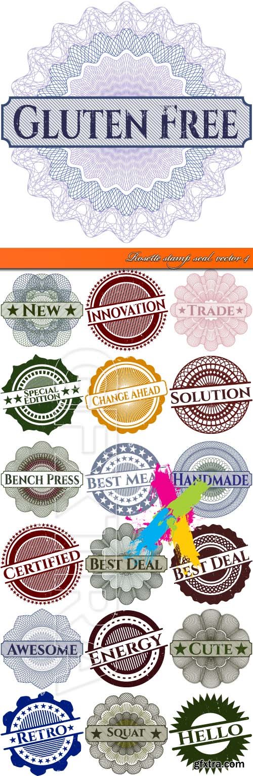 Rosette stamp seal vector 4