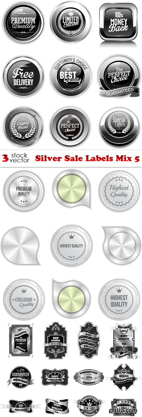 Vectors - Silver Sale Labels Mix 5