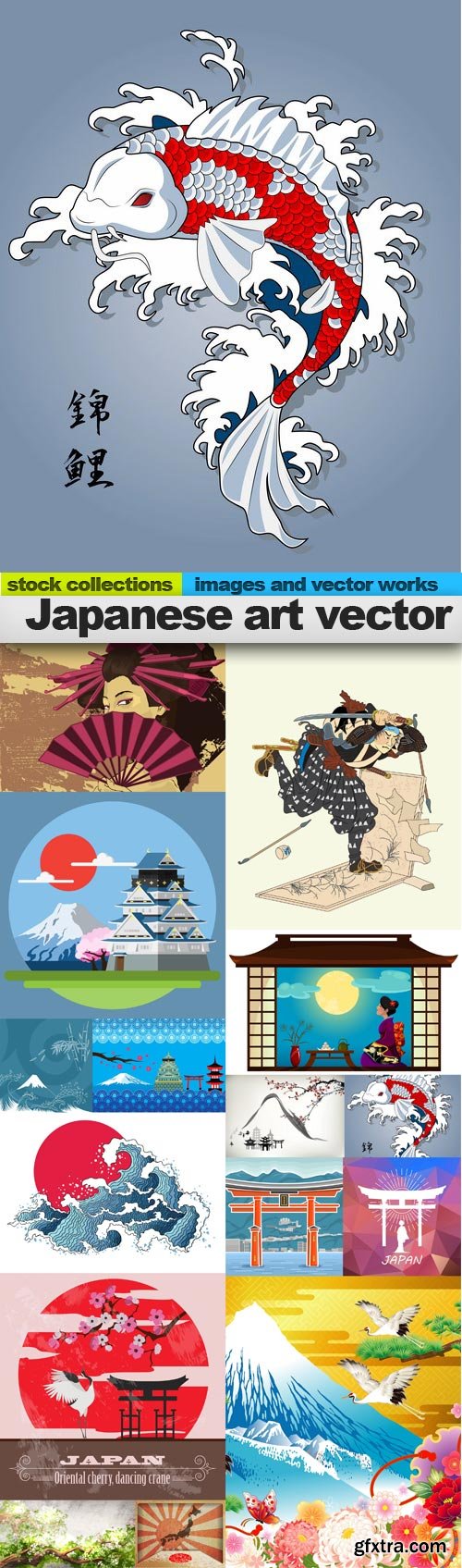 Japanese art vector, 15 x EPS